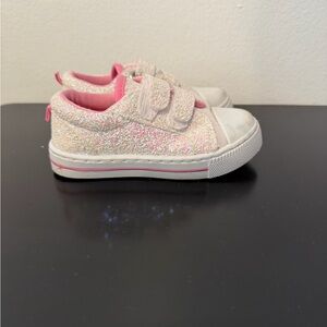 Kids Sparkle Pink Glitter Velcro Sneakers